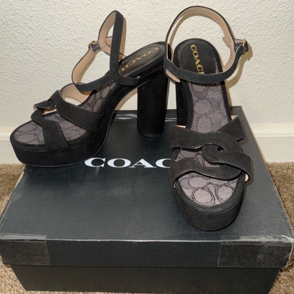 Coach Talina Suede Black Platform Sandals - Picture 10 of 16